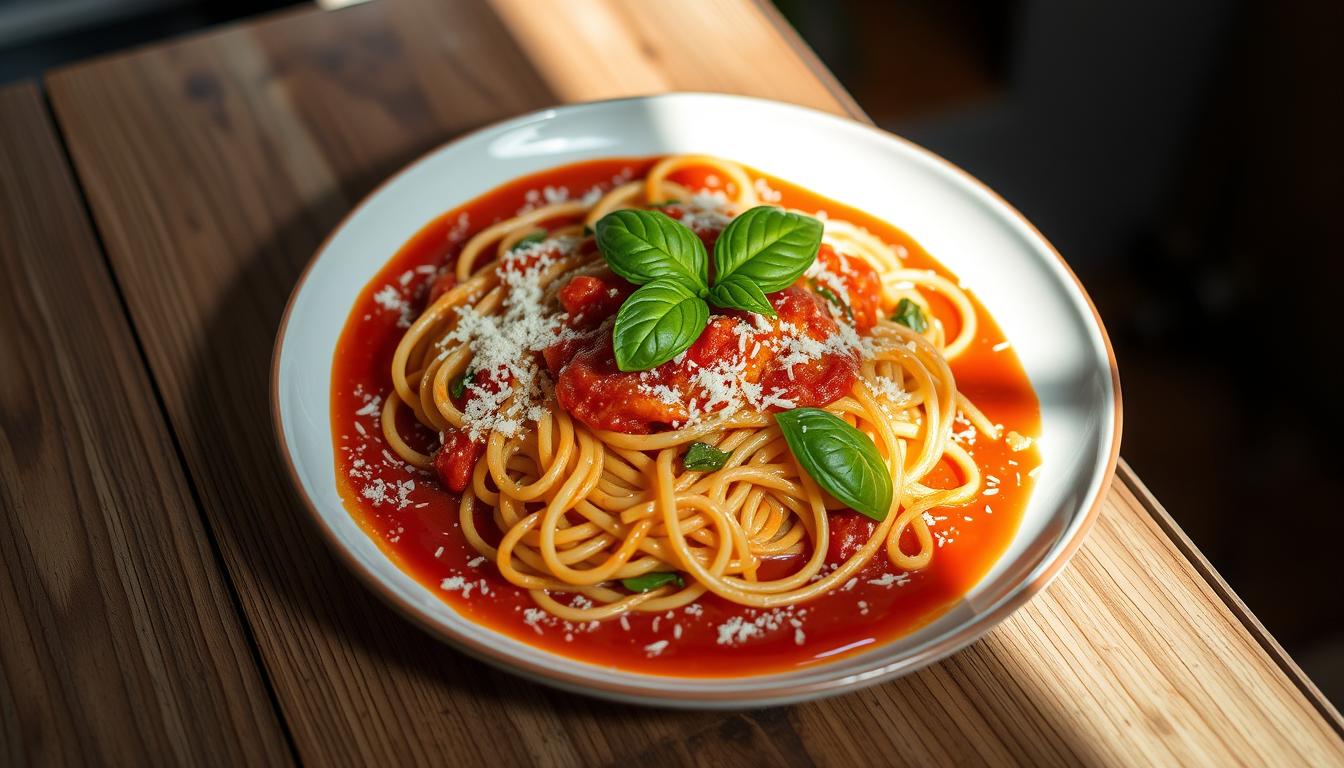 Pasta Artesanal con Tomate y Albahaca