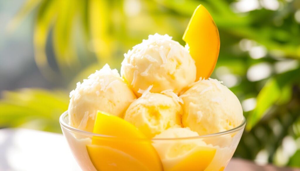 helado casero de mango y coco